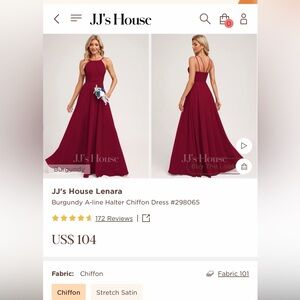 JJ's House Burgundy A-line Halter Chiffon Prom Dress